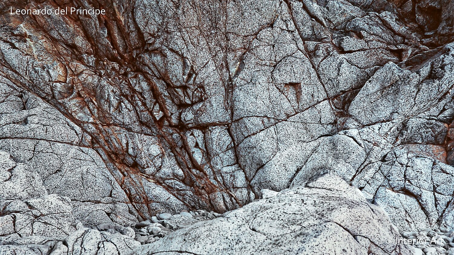 SMPC05 Rough, textured rock surface with prominent brown and gray veins, creating a rugged appearance. The composition evokes a sense of natural strength.